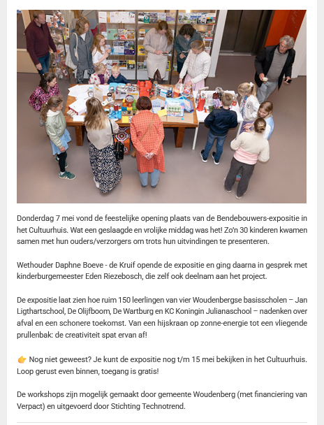 Bendebouwers in nieuwsbrief Gemeente Woudenberg